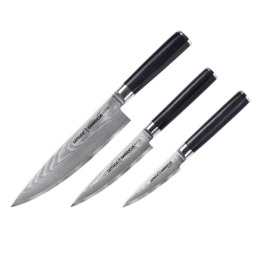 Μαχαίρια Damascus SD-0230 (Σετ 3τμχ) Black Samura Ανοξείδωτο Ατσάλι