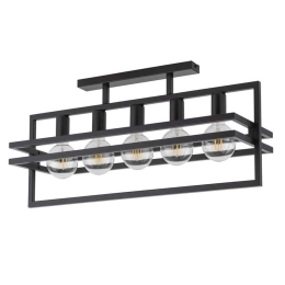Φωτιστικό Οροφής-Πλαφονιέρα Merci 5 32408 26x76x34cm 5xE27 60W Black Sigma Lighting