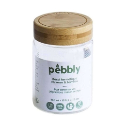 Δοχείο Αποθήκευσης PKV-026 450ml 8,5x12cm Clear-Natural Pebbly Γυαλί,Bamboo