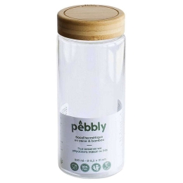 Δοχείο Αποθήκευσης PKV-028 850ml 8,5x21cm Clear-Natural Pebbly Γυαλί,Bamboo