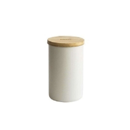 Δοχείο Αποθήκευσης NBA188 8x13cm 650ml White-Natural Pebbly Μέταλλο,Bamboo