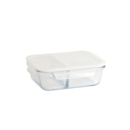 Δοχείο Φαγητού 2 Θέσεων PKV-032 950ml 20x15x6cm Clear Pebbly Γυαλί
