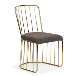 Καρέκλα 3-50-224-0012 51x48x82cm Dark Grey-Gold Inart Μέταλλο,Polyester