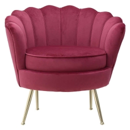Πολυθρόνα Βελούδινη 7-50-045-0018 Bordo 82x55x82 Inart Ξύλο,Ύφασμα