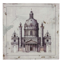 Πίνακας Ξύλινος Printed 3-90-271-0003 Wien Karlskirchen 60X60 Inart Τετράγωνοι Ξύλο