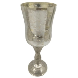 Κηροπήγιο 3-70-571-0125 Silver Δ9,5Χ24 Inart Μέταλλο,Γυαλί