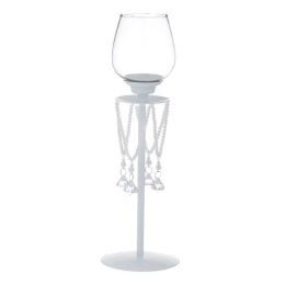 Κηροπήγιο 3-70-872-0153 White Δ11Χ24 Inart Μέταλλο,Γυαλί