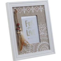 Κορνίζα Με Φτερα 9Χ13 Beige-White 3-30-887-0047 Inart Ξύλο,Ύφασμα