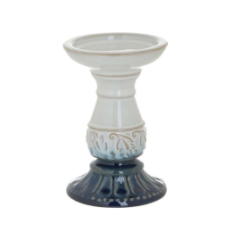 Κηροπήγιο Κεραμικό 3-70-105-0787 Blue-White Δ9Χ15 Inart Κεραμικό