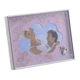 Κορνίζα Παιδική 3-30-056-1775 Pink-Silver 15Χ10 Inart Μέταλλο,Γυαλί
