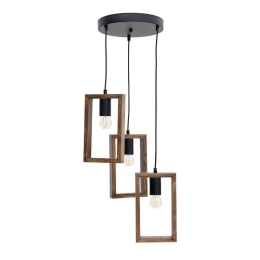 Φωτιστικό Οροφής 6-10-584-0030 30Χ30Χ110 Black-Natural Click Μέταλλο,Ξύλο