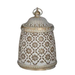 Φανάρι Led 3-70-912-0157 9X14 Antique White-Gold Inart Μέταλλο,Γυαλί