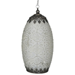 Φανάρι Led 3-70-912-0139 12Χ24 Antique White-Silver Inart Μέταλλο,Γυαλί