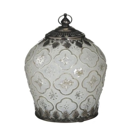 Φανάρι Led 3-70-912-0136 13Χ17 Antique White-Silver Inart Μέταλλο,Γυαλί