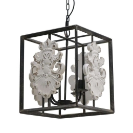 Φωτιστικό Οροφής 3-10-090-0002 38X35X40cm Black-White Inart Μέταλλο,Ξύλο