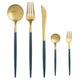 Μαχαιροπίρουνα (Σετ 30Τμχ) 7-60-394-0015 Green-Gold Inart 30 τμχ Ανοξείδωτο Ατσάλι