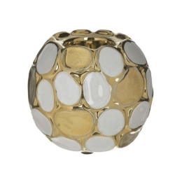 Κηροπήγιο Κεραμικό 3-70-473-0041 Φ10x9cm White-Gold Inart Κεραμικό