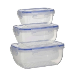 Φαγητοδοχείο (Σετ 3Τμχ) 6-60-150-0044 400/800/1400ml Clear-Blue Click Πλαστικό