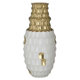 Βάζο Κεραμικό 3-70-847-0062 Φ16x35cm White-Gold Inart Κεραμικό