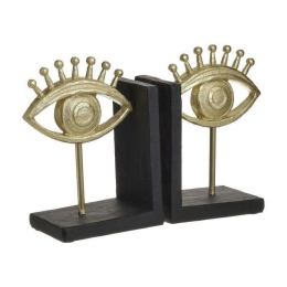 Βιβλιοστάτης Μάτι (Σετ 2Τμχ) 3-70-497-0025 32x10x20cm Black-Gold Inart Ρητίνη