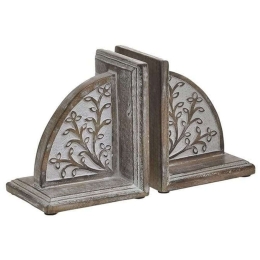 Βιβλιοστάτης Antique (Σετ 2Τμχ) 3-70-459-0011 26x10x16cm White-Natural Inart Ξύλο