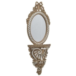 Καθρέπτης Τοίχου Με Ράφι 3-95-649-0002 17x8x45cm White-Gold Inart Πολυρεσίνη