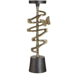 Κηροπήγιο 3-70-579-0099 17x13x50cm Black-Gold Inart Αλουμίνιο