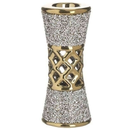 Κηροπήγιο 3-70-129-0180 Φ8x19cm Silver-Gold Inart Κεραμικό