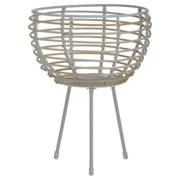 Κηροπήγιο 3-70-739-0062 Φ20x28cm Beige-White Inart Μέταλλο,Ξύλο