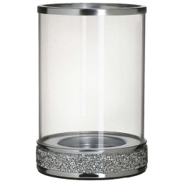 Κηροπήγιο 3-70-427-0057 Φ14x20cm Silver-Clear Inart Μέταλλο,Γυαλί