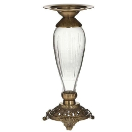 Κηροπήγιο 3-70-124-0029 10x10x25cm Clear-Gold Inart Μέταλλο,Γυαλί