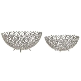 Διακοσμητικό Μπωλ (Σετ 2Τμχ) 3-70-983-0055 Φ47x19cm Silver Inart Μέταλλο