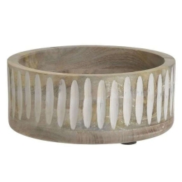 Διακοσμητικό Μπωλ 3-70-803-0099 Φ20x8cm Natural-White Inart Ξύλο