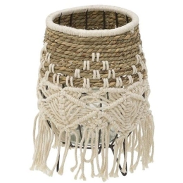 Φανάρι 3-70-717-0034 Φ16x27cm White-Natural Inart Ύφασμα