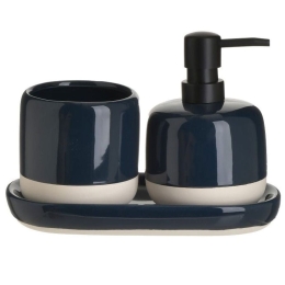 Αξεσουάρ Μπάνιου (Σετ 3Τμχ) 6-65-508-0048 9x9x13,5cm Blue-White Click Κεραμικό