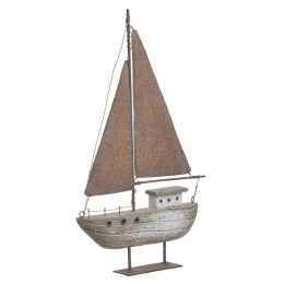 Διακοσμητικό Καράβι Αντικέ 4-70-727-0035 Natural-Brown 21x4x33cm Inart Μέταλλο,Ξύλο