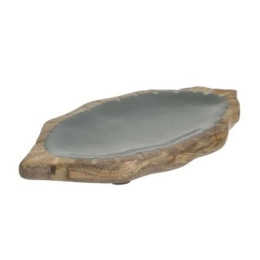 Πιατέλα Διακοσμητική Εμαγιέ 3-70-803-0101 25x14x2cm Natural-Green Inart Ξύλο