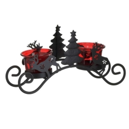 Κηροπήγιο Τάρανδοι 2-70-788-0001 24x7x12cm Red-Black Inart