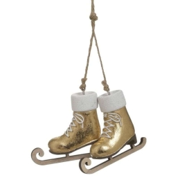 Παγοπέδιλα (Σετ 2Τμχ) 2-70-822-0121 9x3x10cm White-Gold Inart