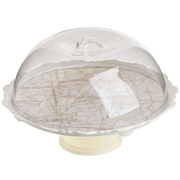 Τουρτιέρα Με Πόδι 6-70-496-0014 Φ33x19cm White-Gold Click Πλαστικό