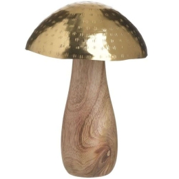 Διακοσμητικό Μανιτάρι 3-70-930-0048 15x15x22cm Gold-Natural Inart Μέταλλο,Ξύλο