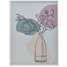 Κάδρο Βάζα Με Λουλούδια 3-90-763-0086 40x3x50cm Multi Inart Κάθετοι Πλαστικό,Mdf