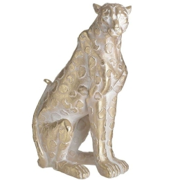 Διακοσμητική Λεοπάρδαλη 3-70-211-0164 25x15x35cm White-Gold Inart Πολυρεσίνη