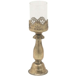 Κηροπήγιο 3-70-609-0072 Φ10x33cm Gold Inart Μέταλλο,Γυαλί