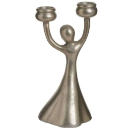 Κηροπήγιο 2 Θέσεων 3-70-871-0122 17x8x8cm Champagne Inart Μέταλλο