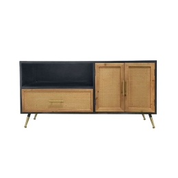 Έπιπλο Τηλεόρασης 3-50-128-0026 140x35x70cm Black-Natural Inart