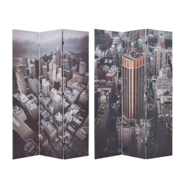Παραβάν 2 Όψεων Ουρανοξύστες  3-50-610-0218 120x3x180cm Multi Inart Ξύλο,Καμβάς