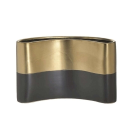 Βάζο Κεραμικό 3-70-129-0229 32x7x18cm Black-Gold Inart Κεραμικό