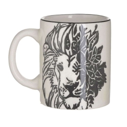 Κούπα Λιοντάρι (Σετ 6Τμχ) 3-60-069-0013 300ml 12x9x9cm White-Black Inart Κεραμικό
