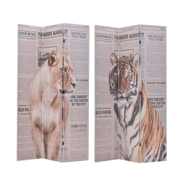 Παραβάν 2 Όψεων Τίγρης 3-50-610-0260 120x3x180cm Multi Inart Ξύλο,Καμβάς